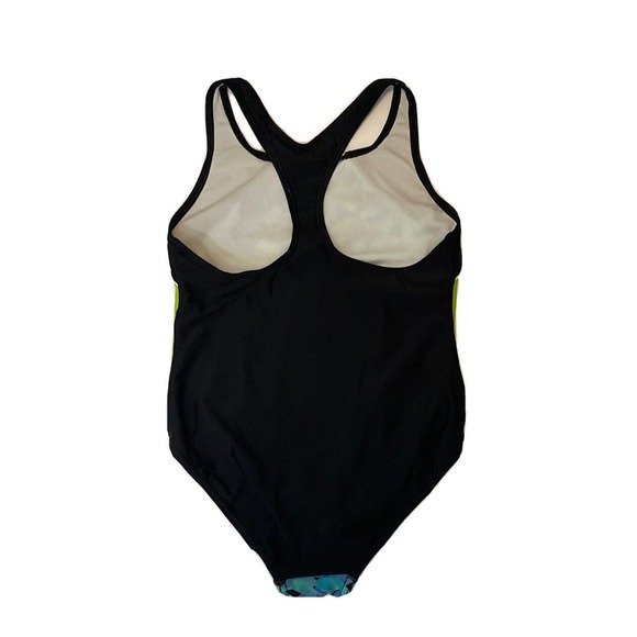 SPEEDO Girl’s 14 Swimsuit One-Piece Green Black - Picture 2 of 4